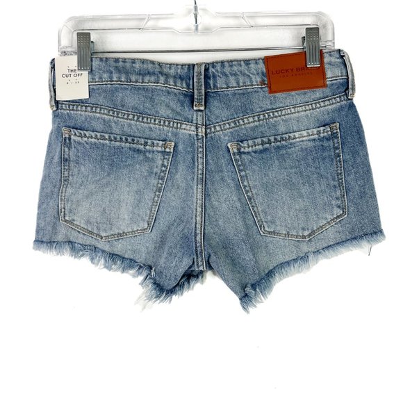 NWT Lucky Brand The Cut Off Shorts Frayed Denim Medium Wash Size 0 25 NEW - Picture 7 of 13